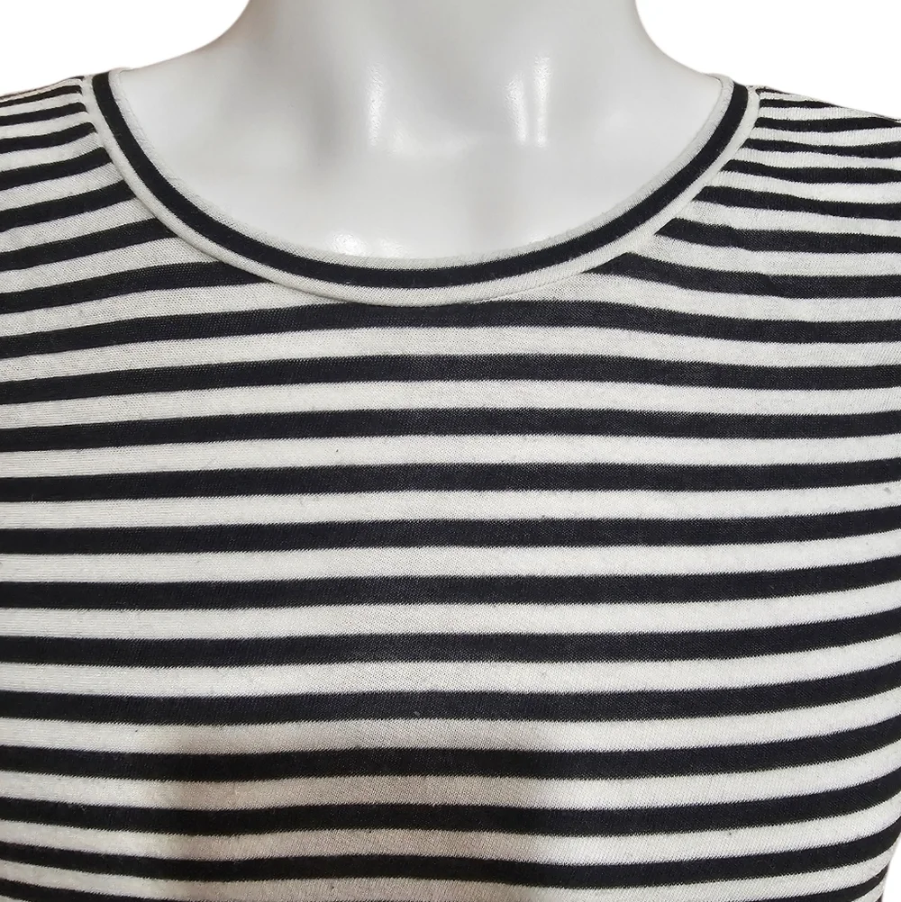 J.Crew Black White Striped Cap Sleeve Top Medium‎ Classic Nautical